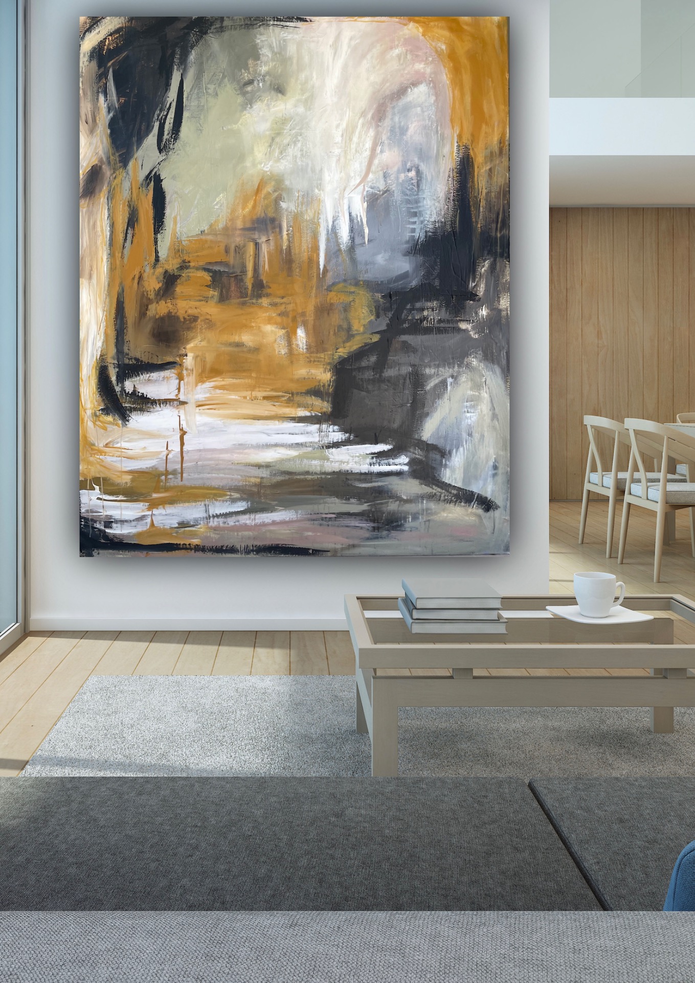 Stort Abstrakt Maleri 120x150 cm