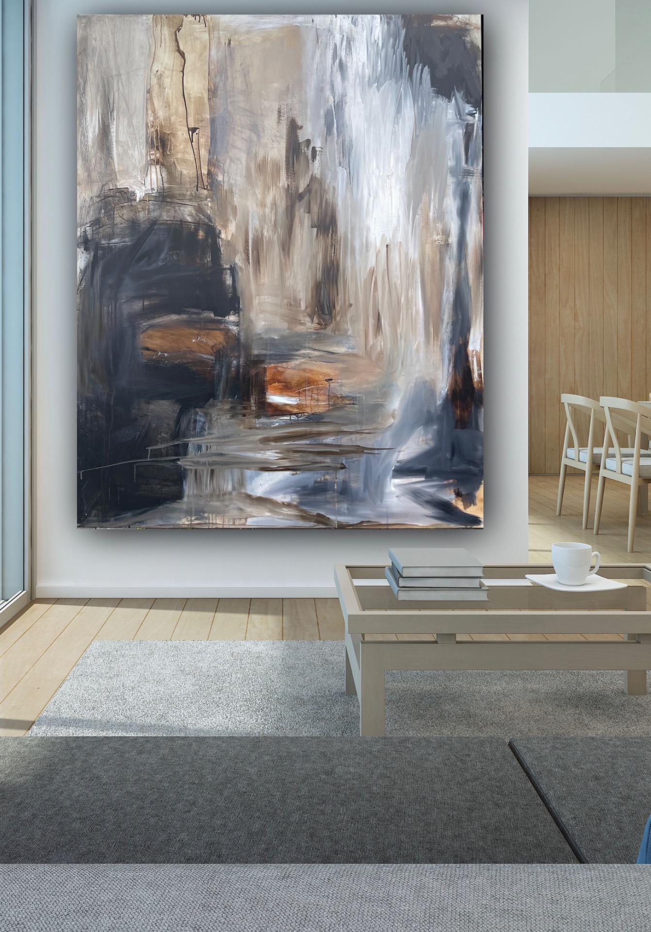 Stort Abstrakt Maleri 120x150 cm