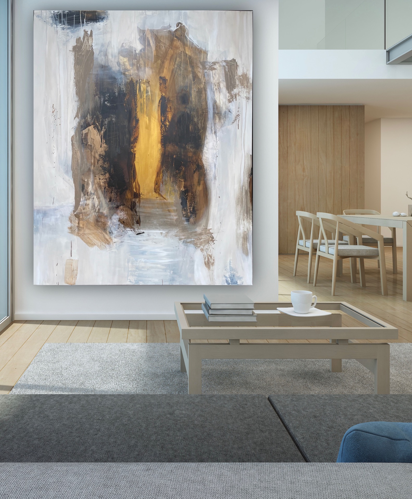 Stort Abstrakt Maleri 120x150 cm