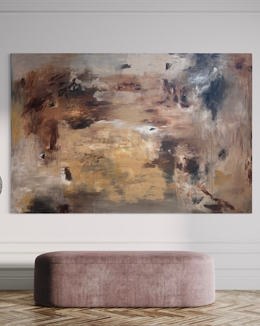 Abstrakt maleri NÆRVÆR 180x120 cm i brunlige-okker nuancer | Charlotte-art