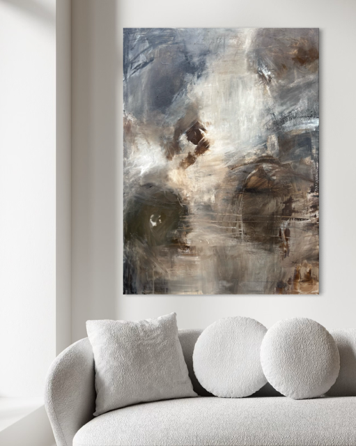 Abstrakt maleri SKUMRING jordfarver 90x120cm | Charlotte-art
