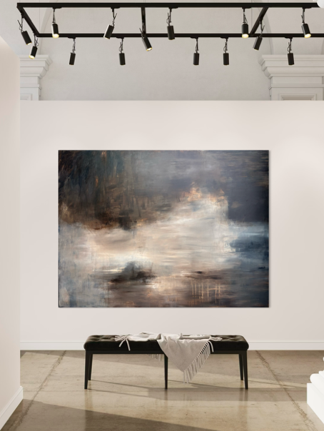 Entreindretning med kæmpe maleri FORDYBELSE 200x150cm jordfarver | Charlotte-art